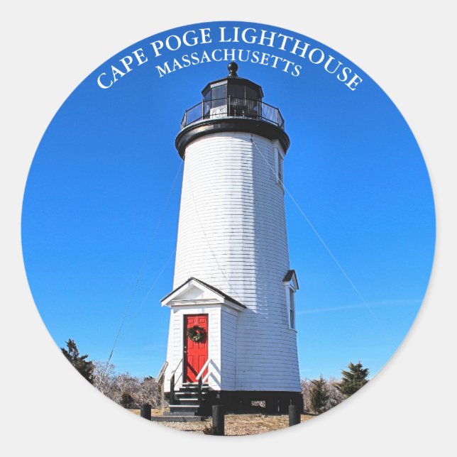 Cape Poge Lighthouse, Massachusetts Round Sticker (Front)
