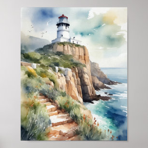 Cape Point Cape Town South Africa Watercolor Poster