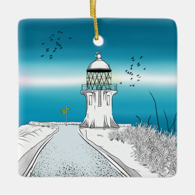 Cape Reinga Lighthouse New Zealand Ceramic Ornament (Front)