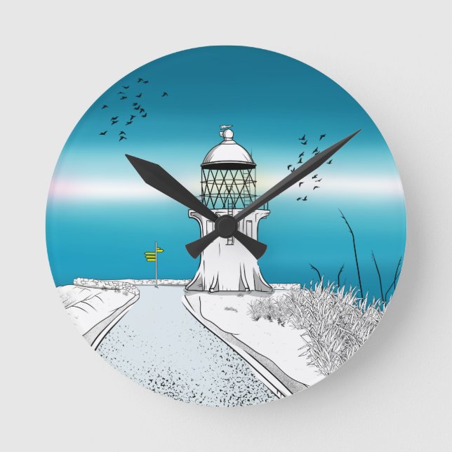 Cape Reinga Lighthouse NZ Round Clock (Front)