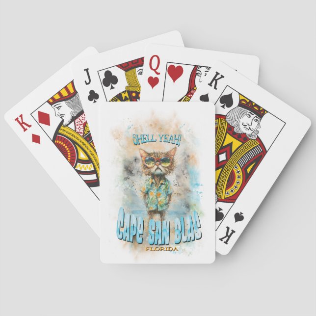 Cape San Blas Florida Beach Cat Playing Cards (Back)