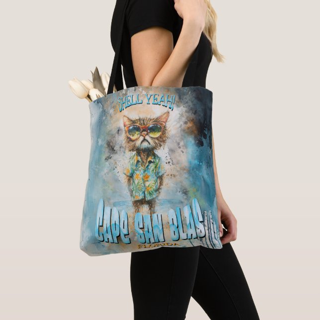 Cape San Blas Florida Beach Cat Tote Bag (Close Up)