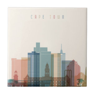 Cape Town, Africa City Skyline Ceramic Tile