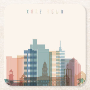 Cape Town, Africa   City Skyline Square Paper Coaster