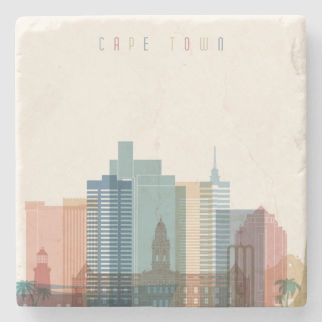 Cape Town, Africa | City Skyline Stone Coaster (Front)