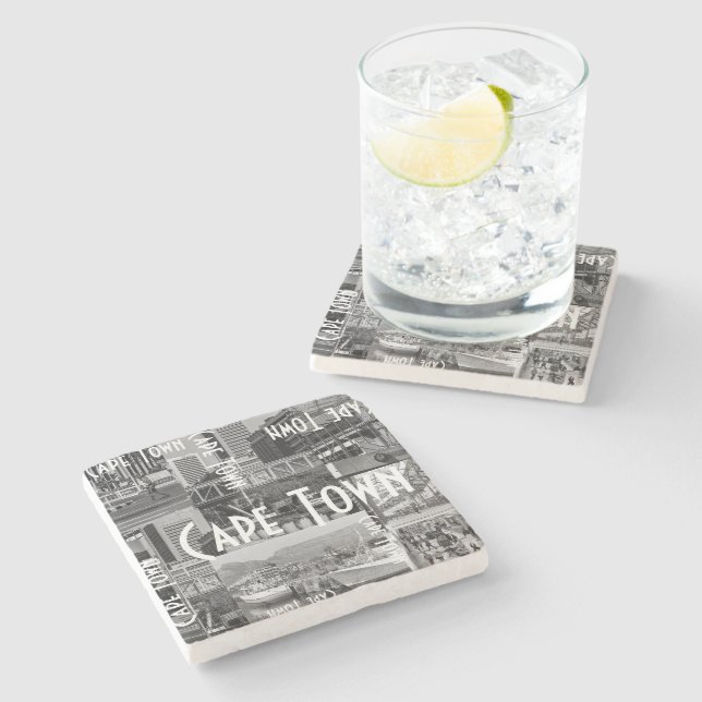 Cape Town Architecture Cityscape Monochrome  Stone Coaster (Side)