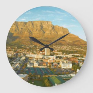Cape Town Cityscape With Table Mountain Large Clock