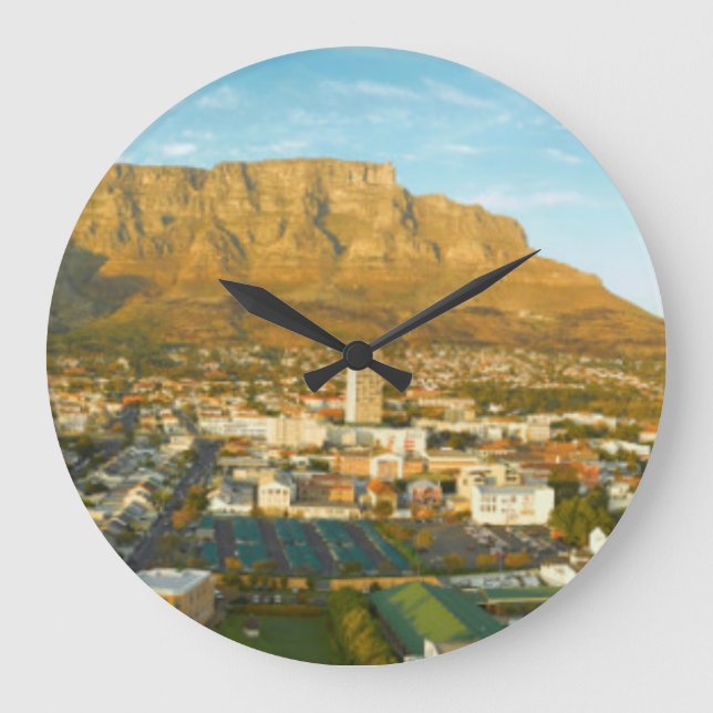 Cape Town Cityscape With Table Mountain Large Clock (Front)