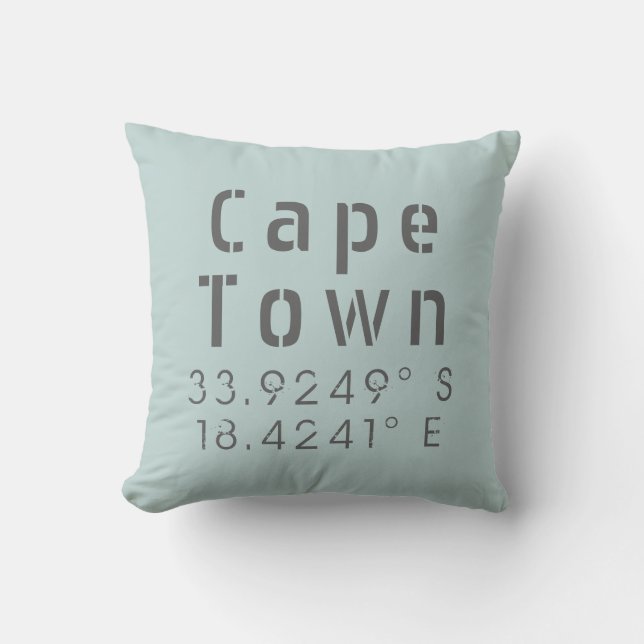 Cape Town Latitude Longitude Cushion (Front)