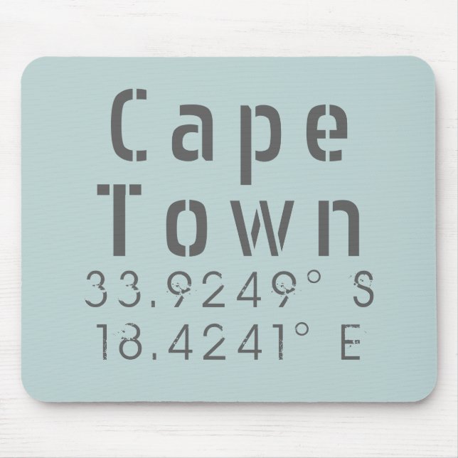 Cape Town Latitude Longitude Mouse Pad (Front)