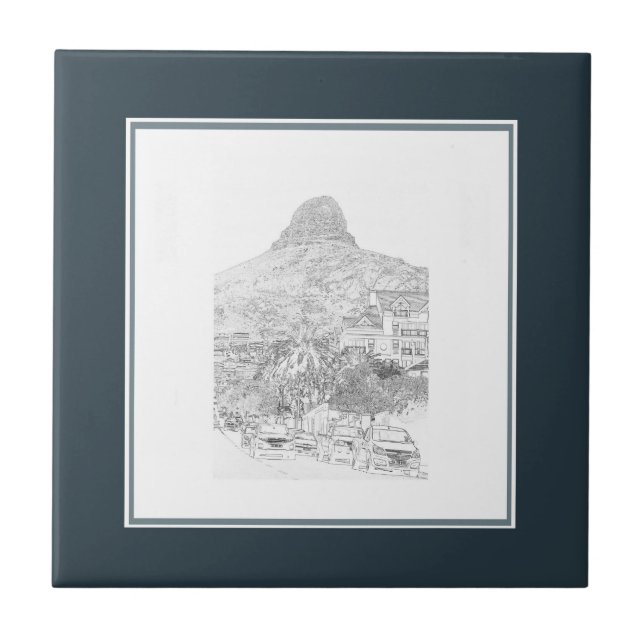 Cape Town Lion's Head Cityscape Architecture Ceramic Tile (Front)