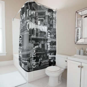 Cape Town Monochrome Cityscape Architecture Shower Curtain