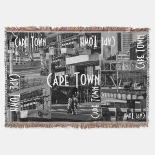 Cape Town Monochrome Cityscape Architecture Throw Blanket