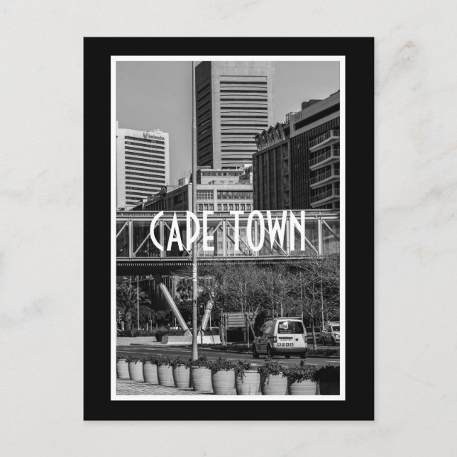 Cape Town Monochrome Cityscape Street Lifestyle Postcard (Front)