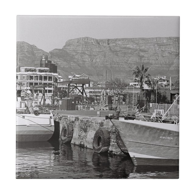 Cape Town Monochrome V&A Waterfront Ceramic Tile (Front)