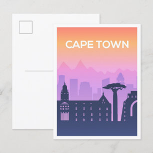 Cape Town South Africa Art Travel Illustration Postcard