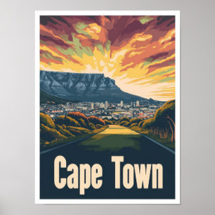 Cape Town South Africa Art Vintage Travel Poster