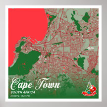 Cape Town - South Africa Christmas Colour City Map
