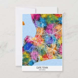 Cape Town South Africa City Map Thank You Card