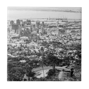 Cape Town South Africa Cityscape Monochrome Ceramic Tile