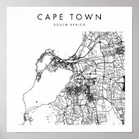Cape Town South Africa Minimal Modern Street Map