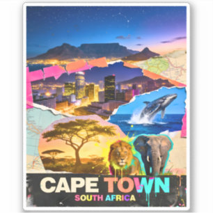 Cape Town South Africa Mountain Sea Safari Collage