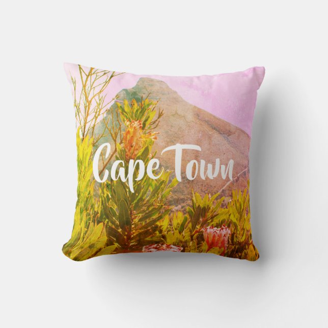 Cape Town South Africa Protea Lion's Head Cushion (Front)