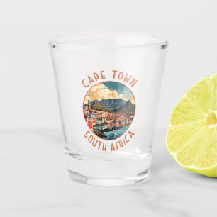 Cape Town South Africa Retro Distressed Circle Shot Glass