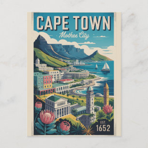 Cape Town South Africa Retro Travel Poster Art Holiday Postcard