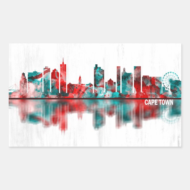 Cape Town South Africa Skyline Rectangular Sticker (Front)