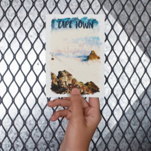 Cape Town South Africa Table Mountain Watercolor Postcard