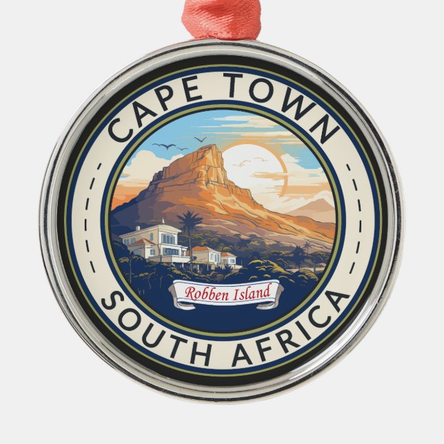 Cape Town South Africa Travel Art Badge Metal Ornament (Front)