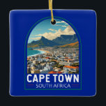 Cape Town South Africa Travel Art Vintage Ceramic Ornament<br><div class="desc">Cape Town retro vector travel design. Cape Town is a port city on South Africa’s southwest coast,  on a peninsula beneath the imposing Table Mountain.</div>