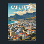 Cape Town South Africa Travel Art Vintage Postcard<br><div class="desc">Cape Town retro vector travel design. Cape Town is a port city on South Africa’s southwest coast,  on a peninsula beneath the imposing Table Mountain.</div>