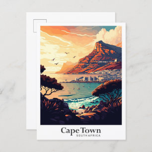 Cape Town South Africa Travel Art Vintage Postcard