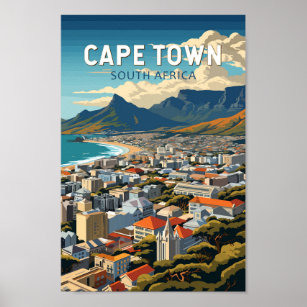 Cape Town South Africa Travel Art Vintage Poster