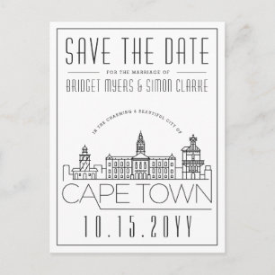 Cape Town   Stylised Skyline Save the Date Postcard