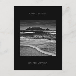 Cape Town Table Mountain Beach Ocean Monochrome Postcard