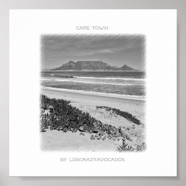 Cape Town Table Mountain Beach Ocean Poster (Front)