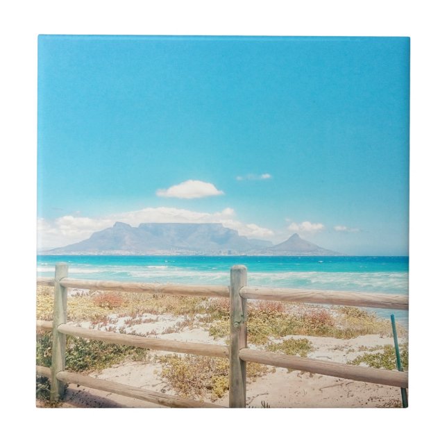Cape Town Table Mountain Beach Ocean View Ceramic Tile (Front)