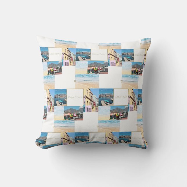 Cape Town Table Mountain Collage Pastel Cushion (Front)