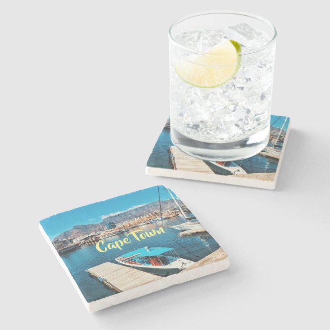 Cape Town Table Mountain Harbour V&A Waterfront Stone Coaster (Side)