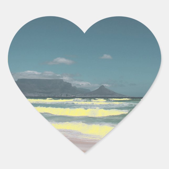 Cape Town Table Mountain Ocean Heart Sticker (Front)