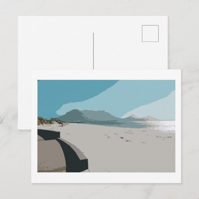 Cape Town Table Mountain Ocean Sketch Postcard (Front/Back)