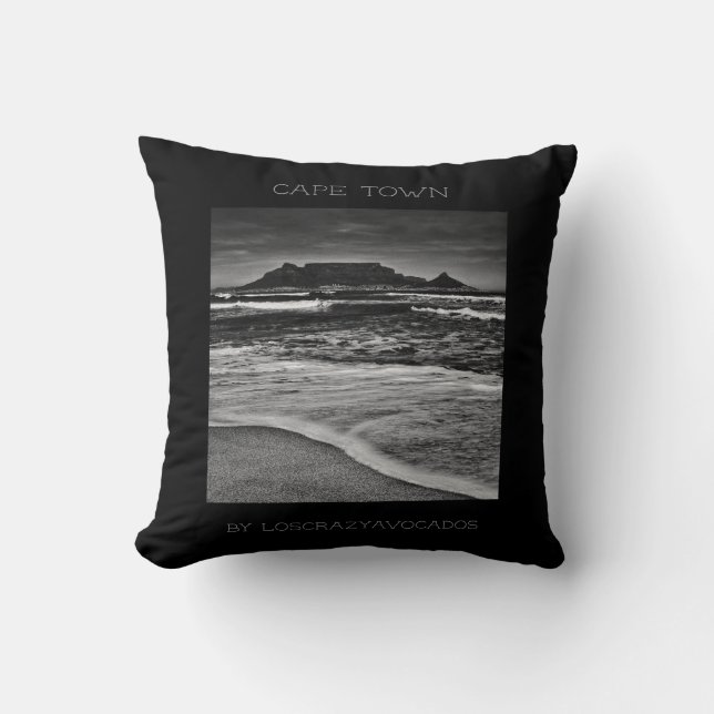 Cape Town Table Mountain Ocean Waves Beach Cushion (Front)