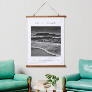 Cape Town Table Mountain Ocean Waves Beach Hanging Tapestry
