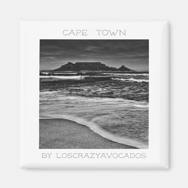 Cape Town Table Mountain Ocean Waves Beach Magnet (Front)