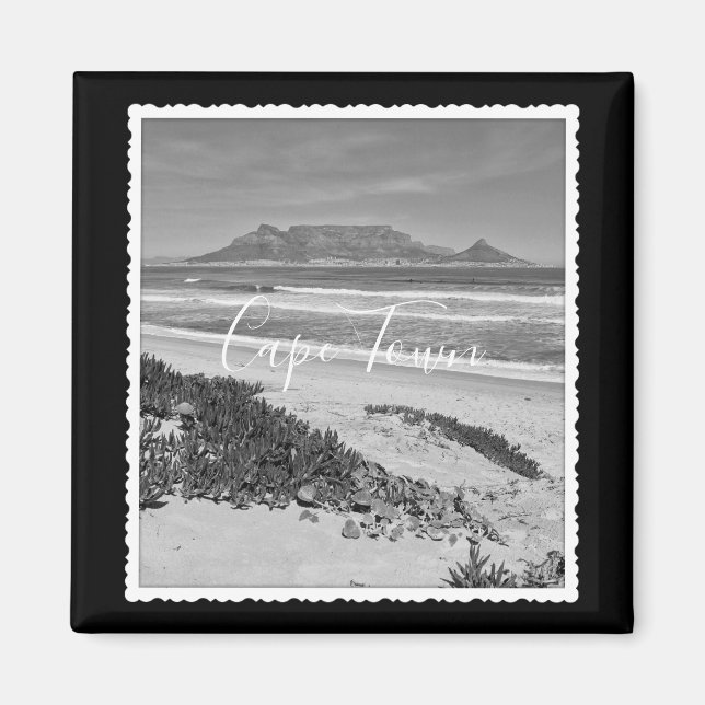 Cape Town Table Mountain Ocean Waves Beach Magnet (Front)