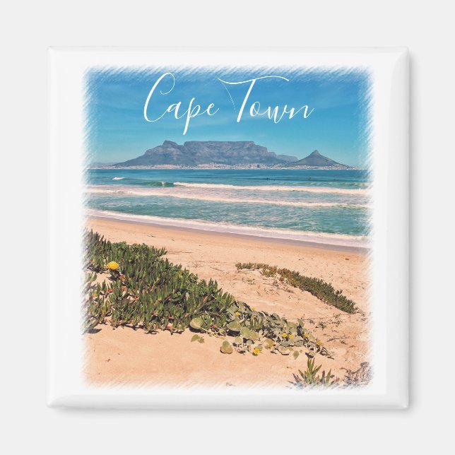 Cape Town Table Mountain Ocean Waves Beach Magnet (Front)