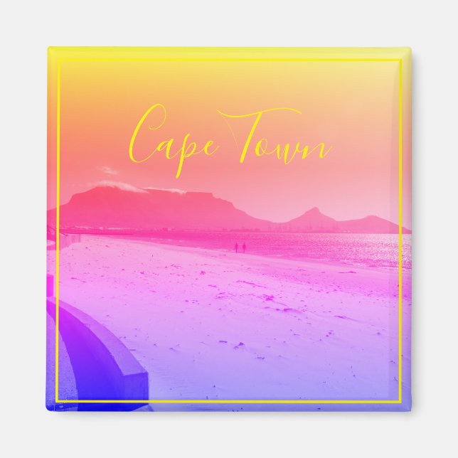 Cape Town Table Mountain Ocean Waves Beach Magnet (Front)